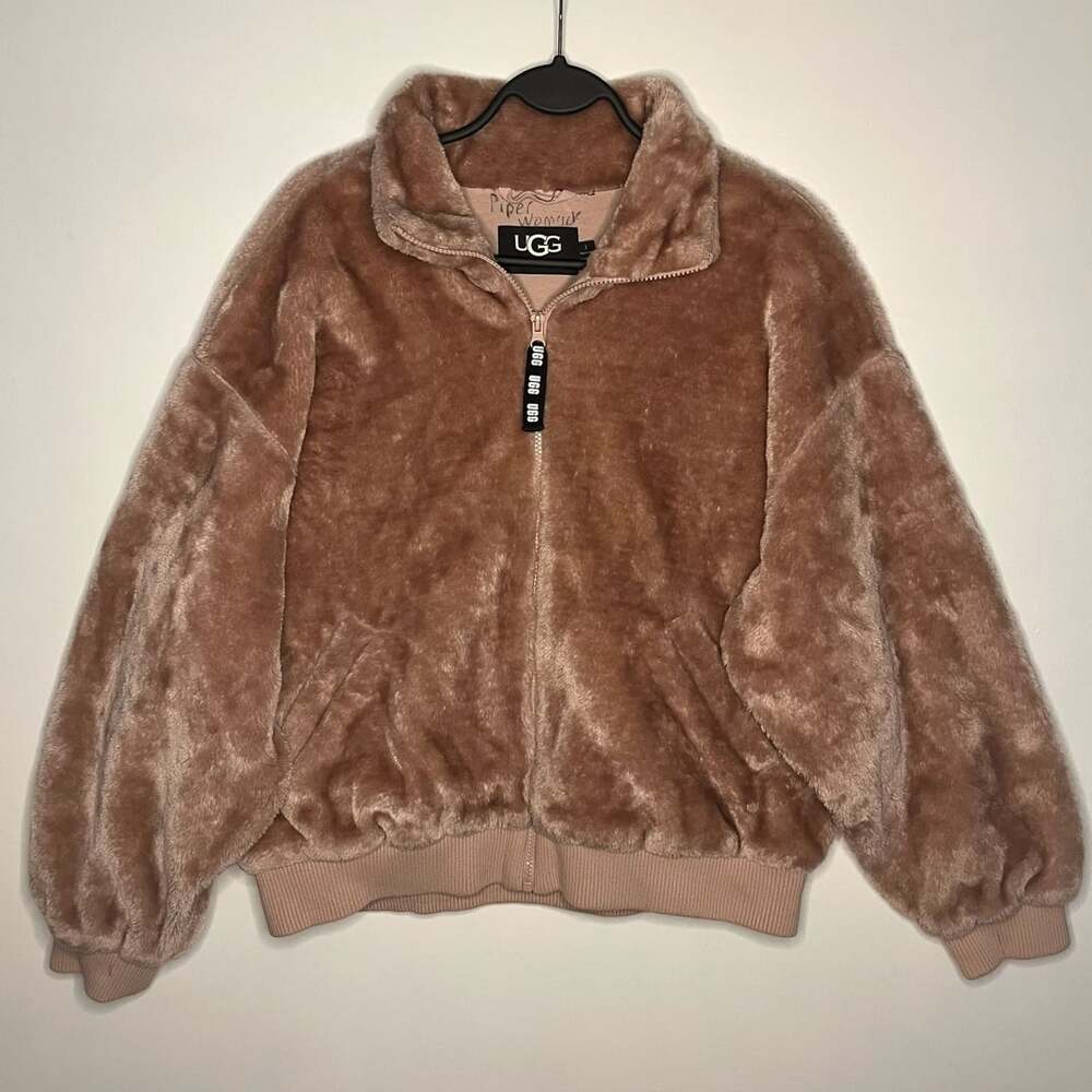 UGG Laken Mock Neck Faux Fur Zip Jacket in Pink